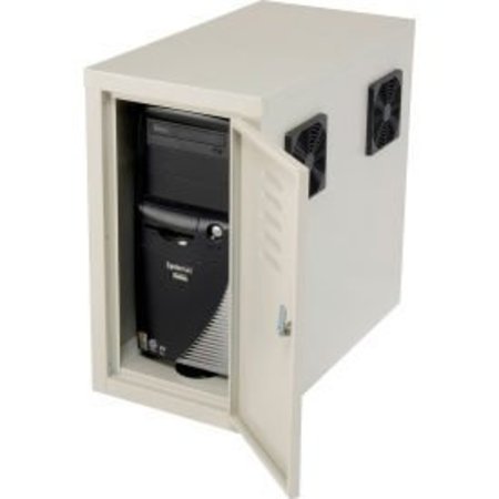 GLOBAL EQUIPMENT Orbit CPU Computer Enclosure Cabinet Front/Rear Doors 2 Exhaust Fans, Beige 249309BG